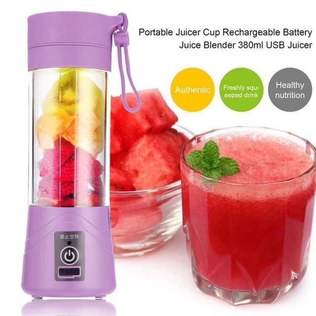 Portable USB Rechargeable Fruit Juice Blender | 380ML Juicer Mixer with 6 Blades