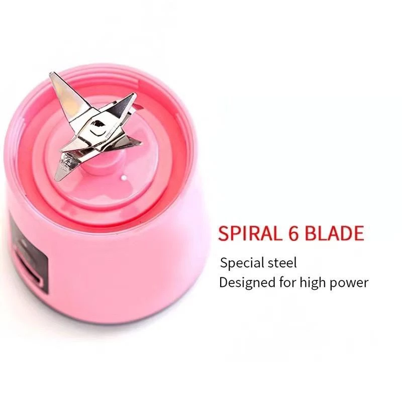 Portable USB Rechargeable Fruit Juice Blender | 380ML Juicer Mixer with 6 Blades