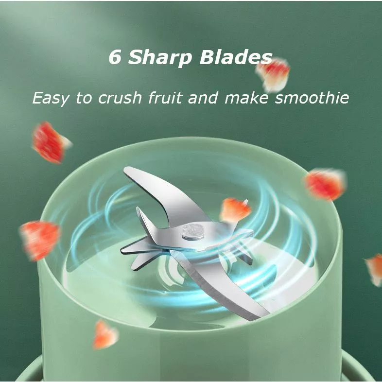 Portable Wireless Rechargeable Fruit Juicer Blender | 340ML Juice Cup with Straw & 6-Blade Design