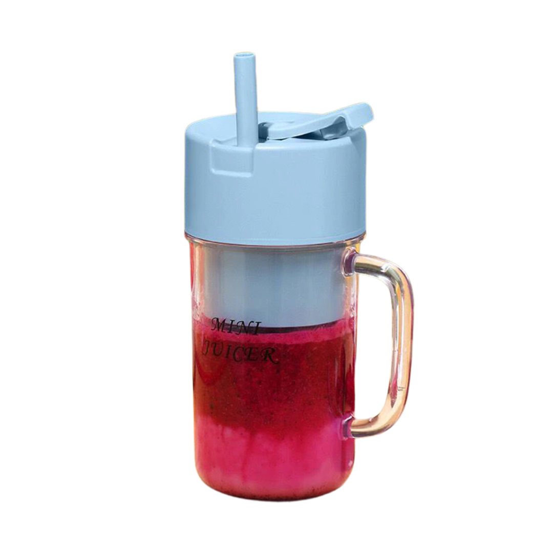 Portable Wireless Rechargeable Fruit Juicer Blender | 340ML Juice Cup with Straw & 6-Blade Design