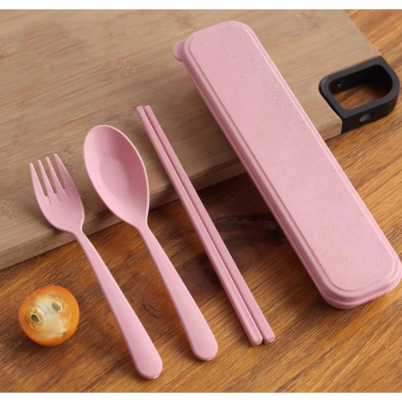 3-in-1 Wheat Straw Cutlery Set | Spoon, Fork & Chopsticks – Door Gift for Event, Weddings & Parties
