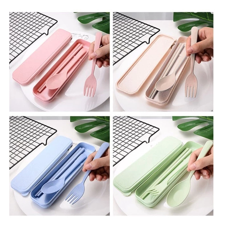 3-in-1 Wheat Straw Cutlery Set | Spoon, Fork & Chopsticks – Door Gift for Event, Weddings & Parties