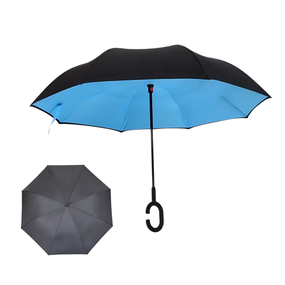 Inverted Reverse Umbrella | Upside-Down Double-Layer Windproof Umbrella with C-Hook