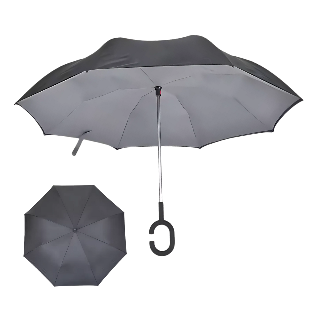 Inverted Reverse Umbrella | Upside-Down Double-Layer Windproof Umbrella with C-Hook