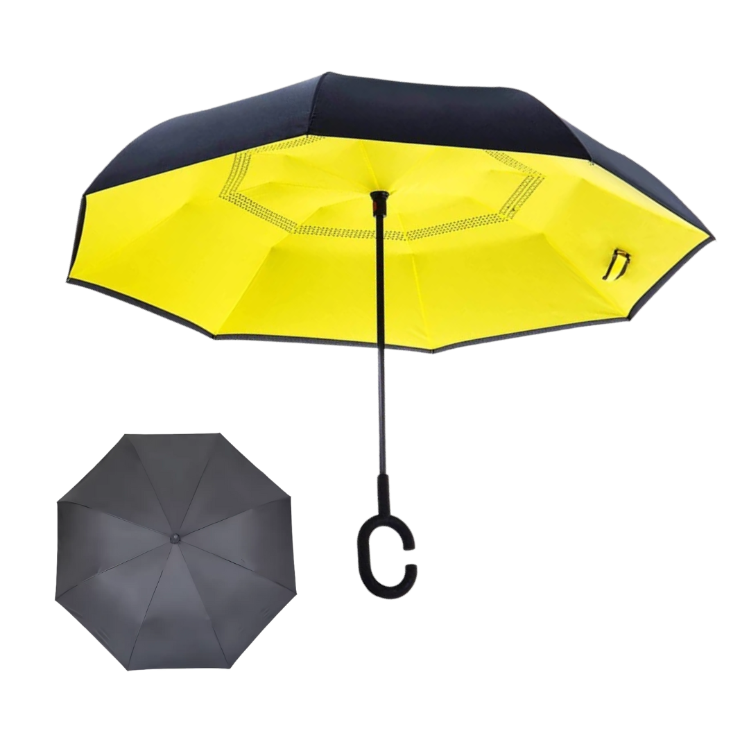 Inverted Reverse Umbrella | Upside-Down Double-Layer Windproof Umbrella with C-Hook