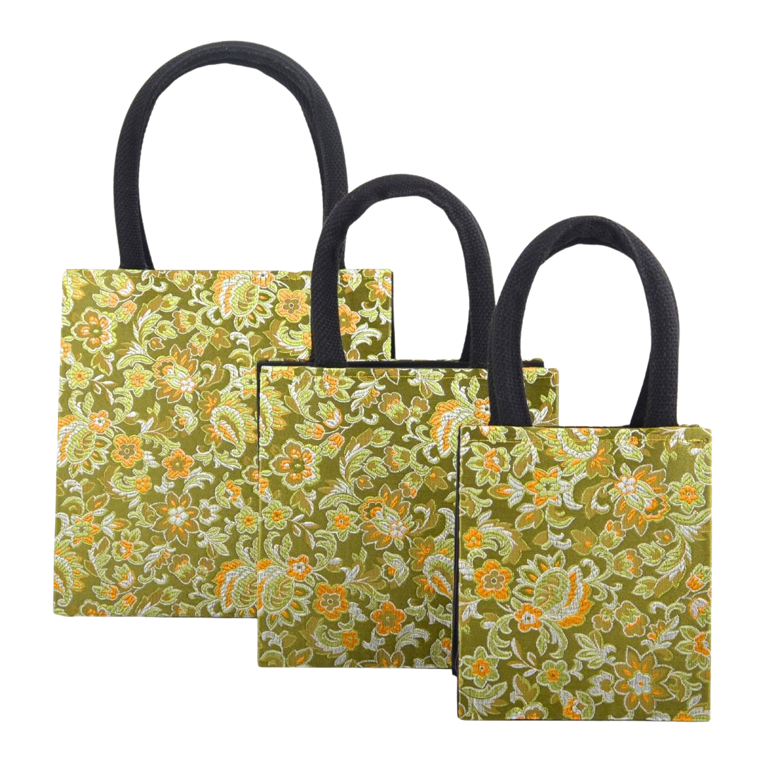 Green Floral Songket Bag (L) | 35 x 30 x 14 cm
