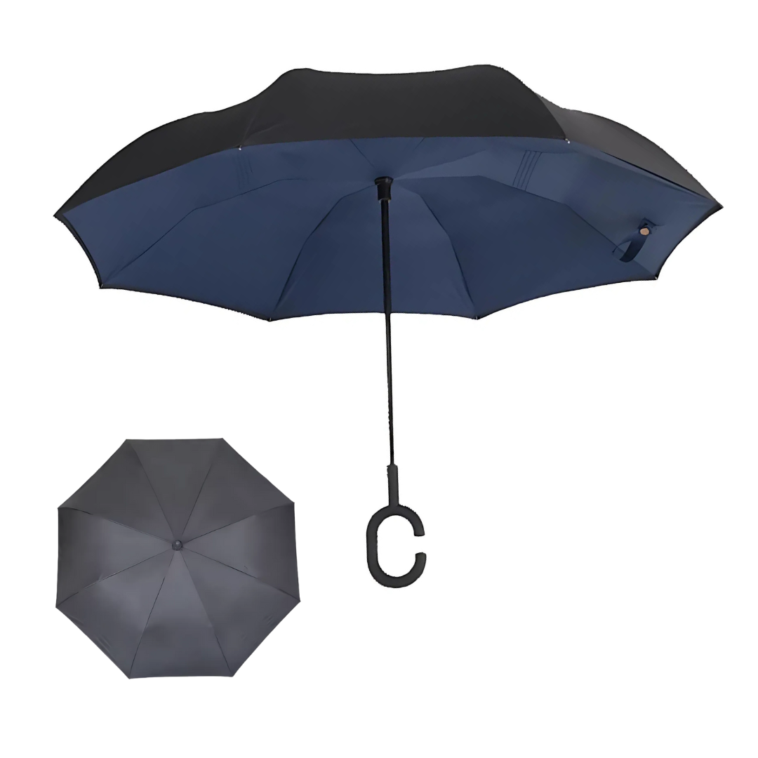 Inverted Reverse Umbrella | Upside-Down Double-Layer Windproof Umbrella with C-Hook