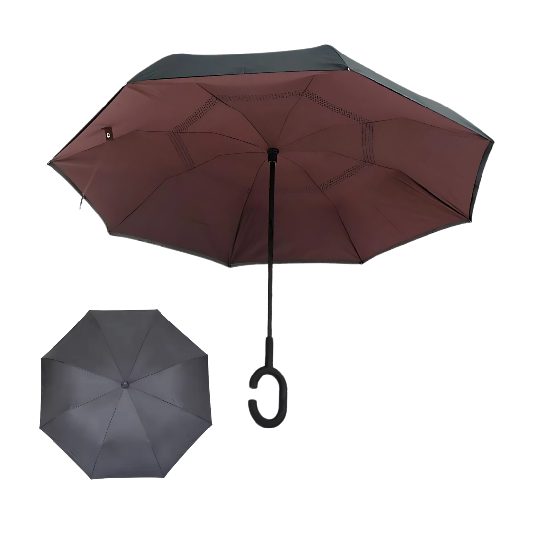 Inverted Reverse Umbrella | Upside-Down Double-Layer Windproof Umbrella with C-Hook