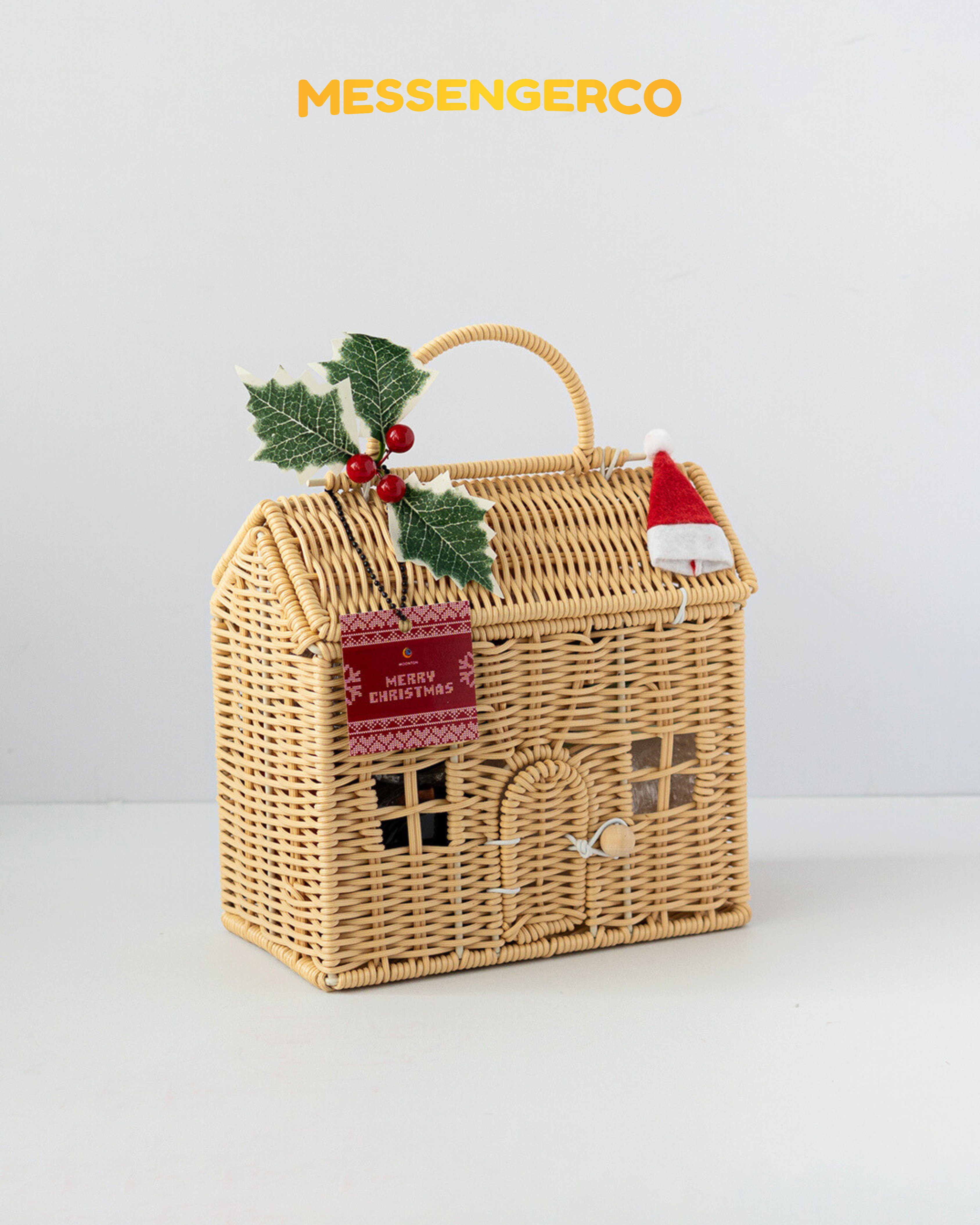 Warm Christmas Gift Basket – Hot Cocoa, Engraved Glass Cup & Wooden Coaster Set