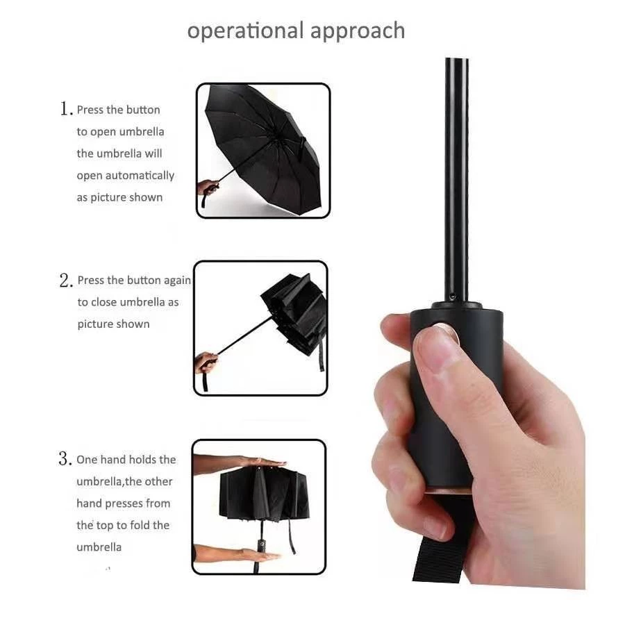 117cm Windproof Compact Folding Umbrella | Auto Open-Close | 10-Rib Reinforced Frame | Lightweight & Travel-Friendly