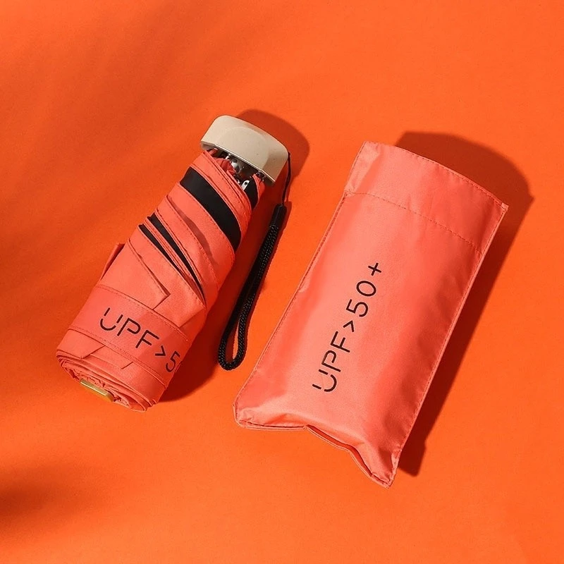 UPF50+ Mini Five-Fold Umbrella | Ultra-Lightweight 220g | Compact & UV Protection | 6-Rib