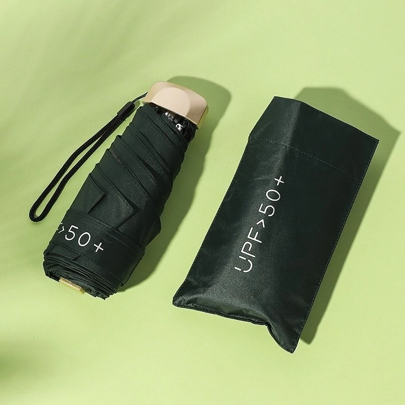 UPF50+ Mini Five-Fold Umbrella | Ultra-Lightweight 220g | Compact & UV Protection | 6-Rib