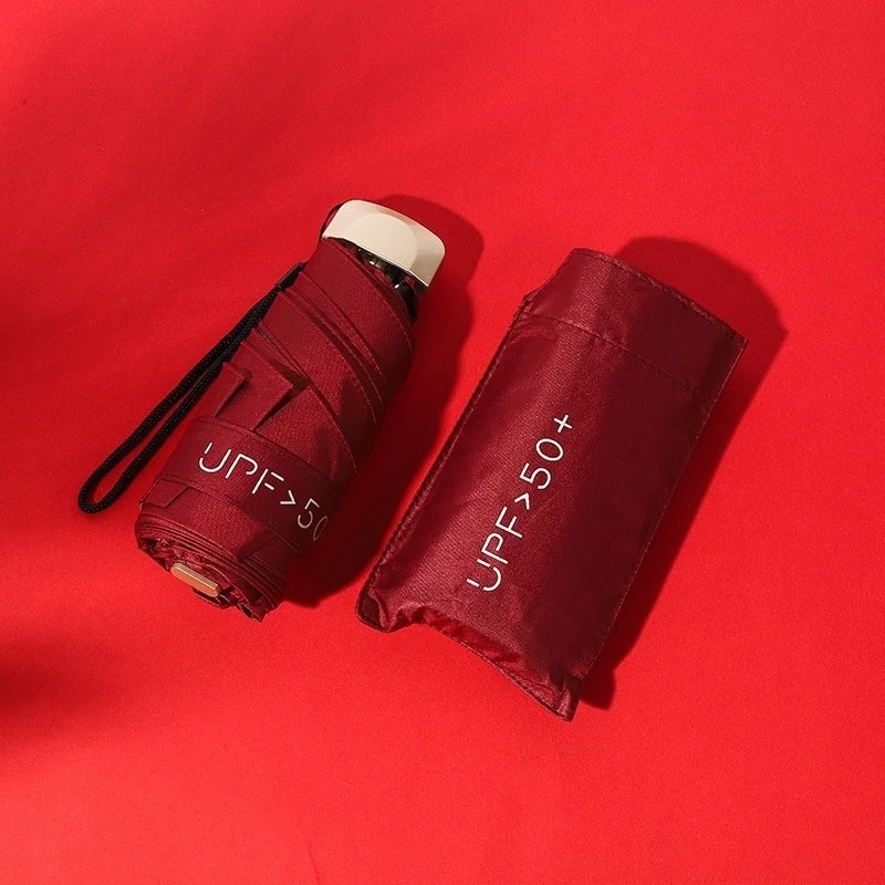 UPF50+ Mini Five-Fold Umbrella | Ultra-Lightweight 220g | Compact & UV Protection | 6-Rib