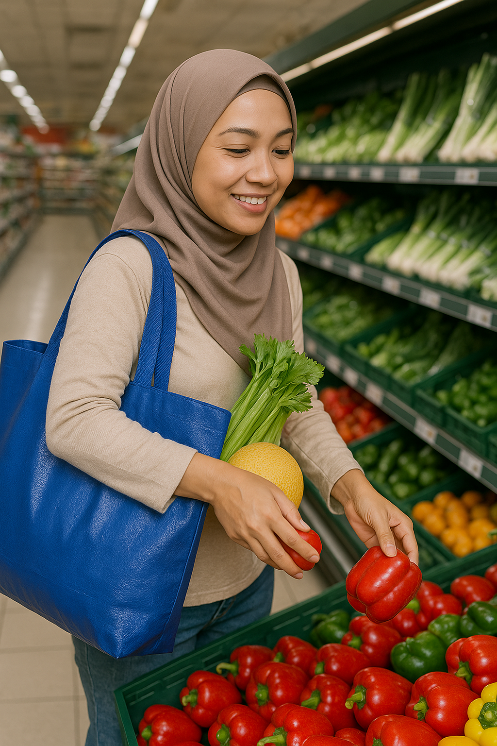 Waterproof Laminated PP Woven Bag 58x38x18cm - Navy Blue - Image 3