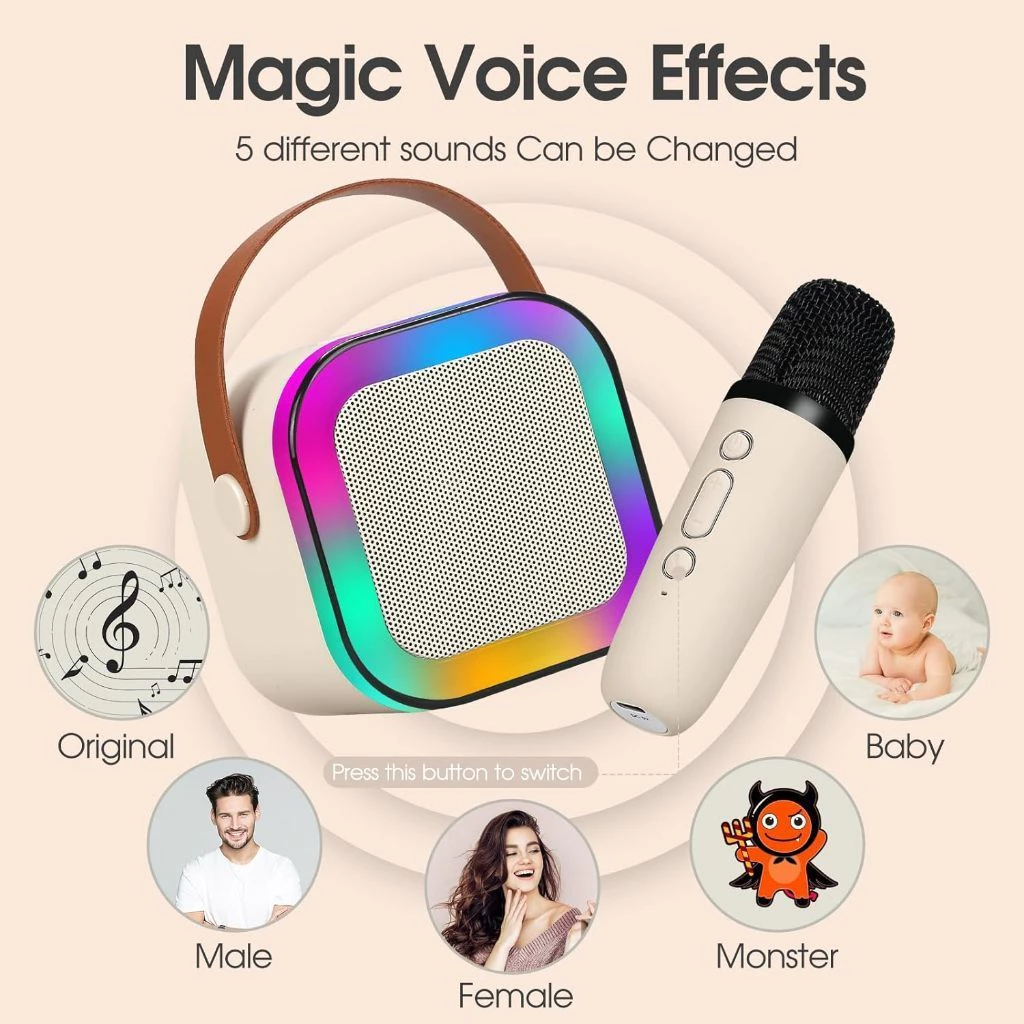 Mini Wireless Bluetooth Karaoke Speaker | Portable Mic System | 6W Hi-Fi Sound