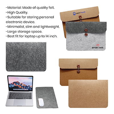 15.4” DUO Felt Sleeve Pouch - Brown - Image 3