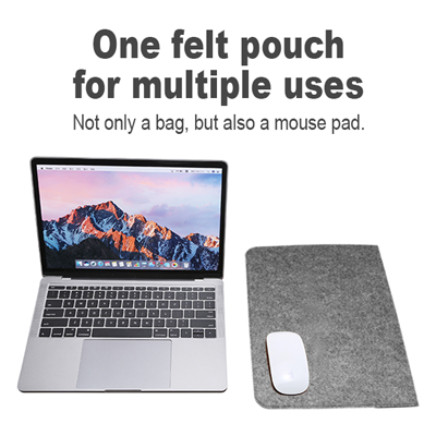 15.4” DUO Felt Sleeve Pouch - Grey - Image 5