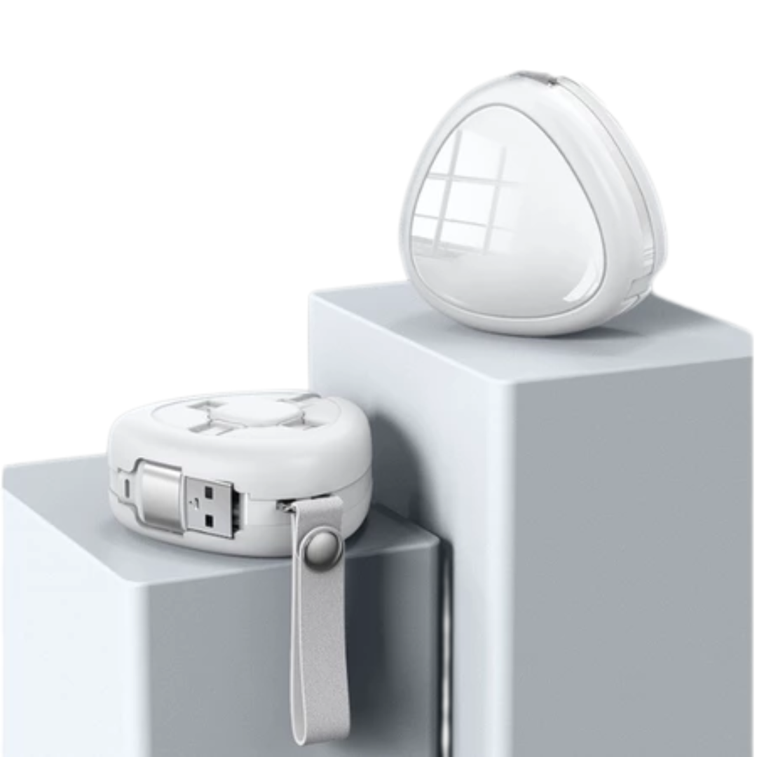 SMARTLINK 3-in-1 Retractable Fast Charging Cable – Compact & Tangle-Free (White)