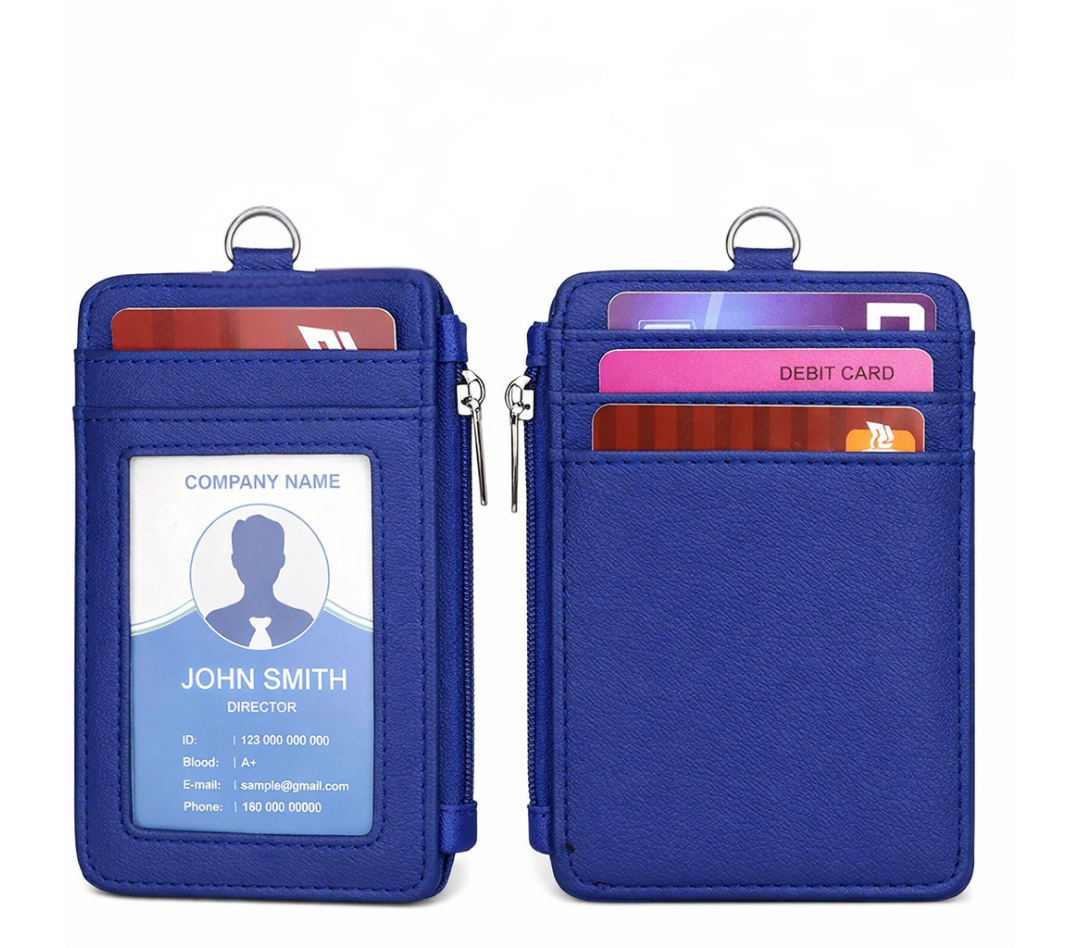 PU ID Holder with Open Zippered Wallet