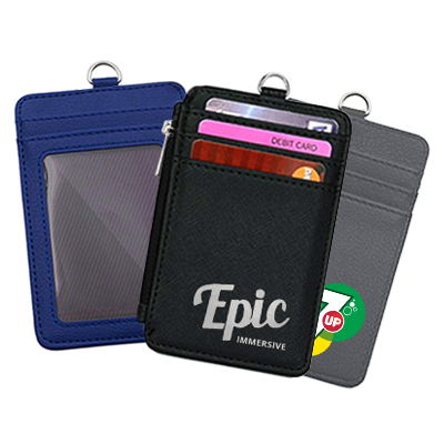 PU ID Holder with Open Zippered Wallet - Image 4