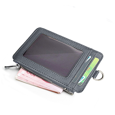 PU ID Holder with Open Zippered Wallet - Image 7