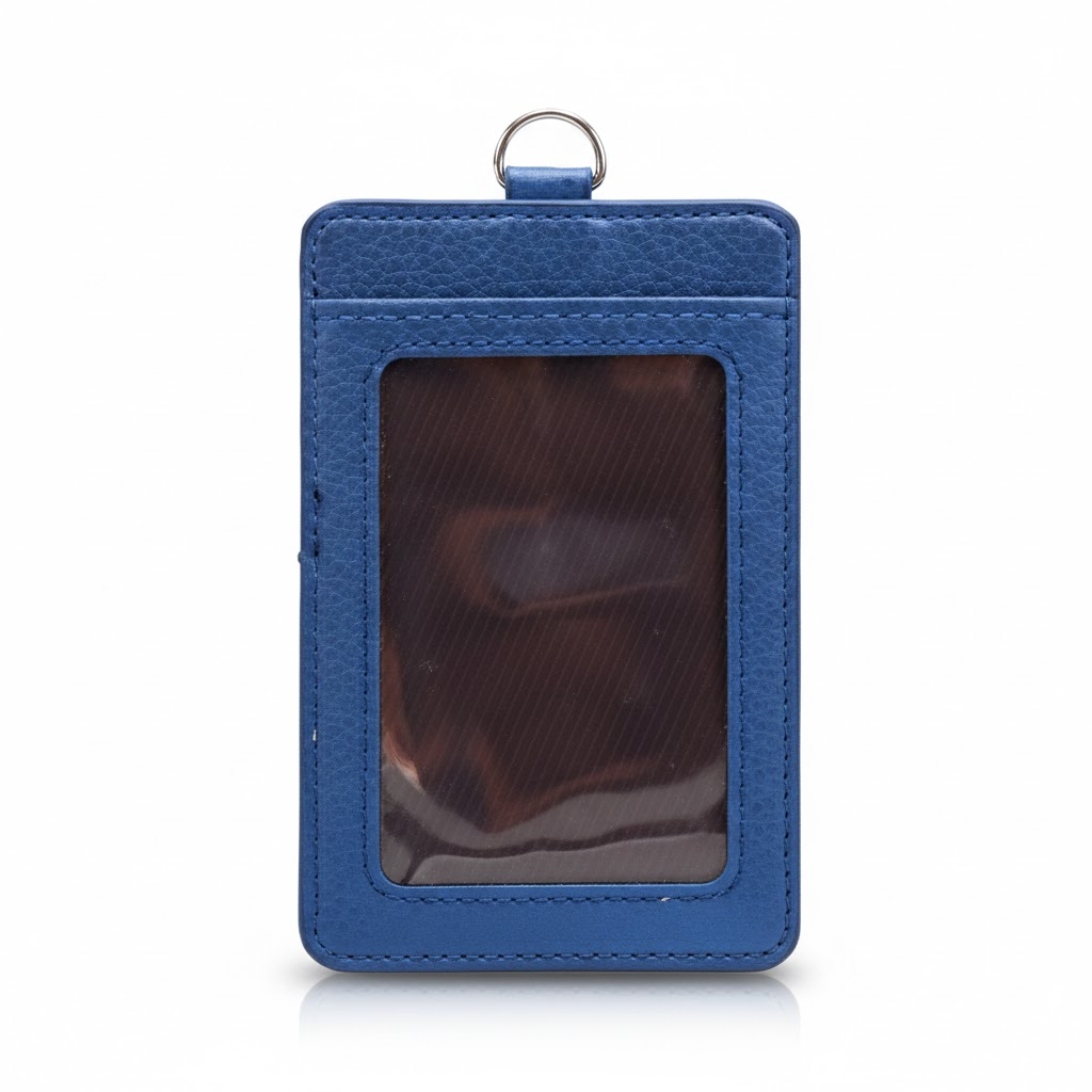 GEM Faux Leather Slim ID Tag Holder Blue