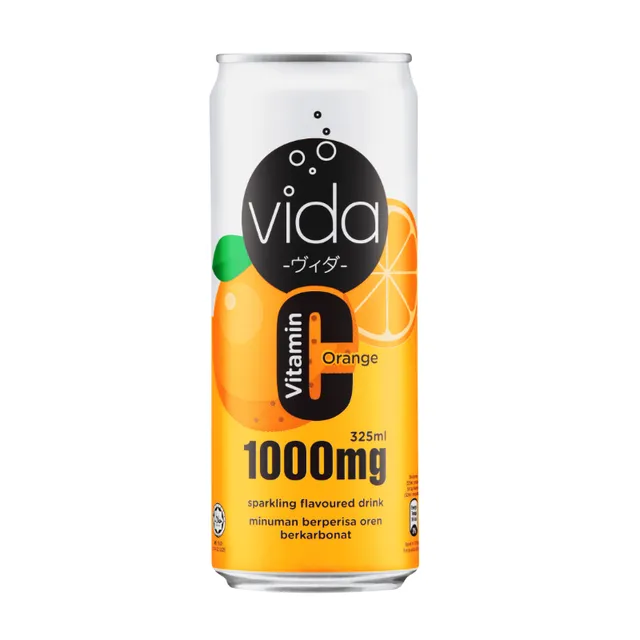 Vida Vitamin C Sparkling | 325ml | Orange Flavor | Halal