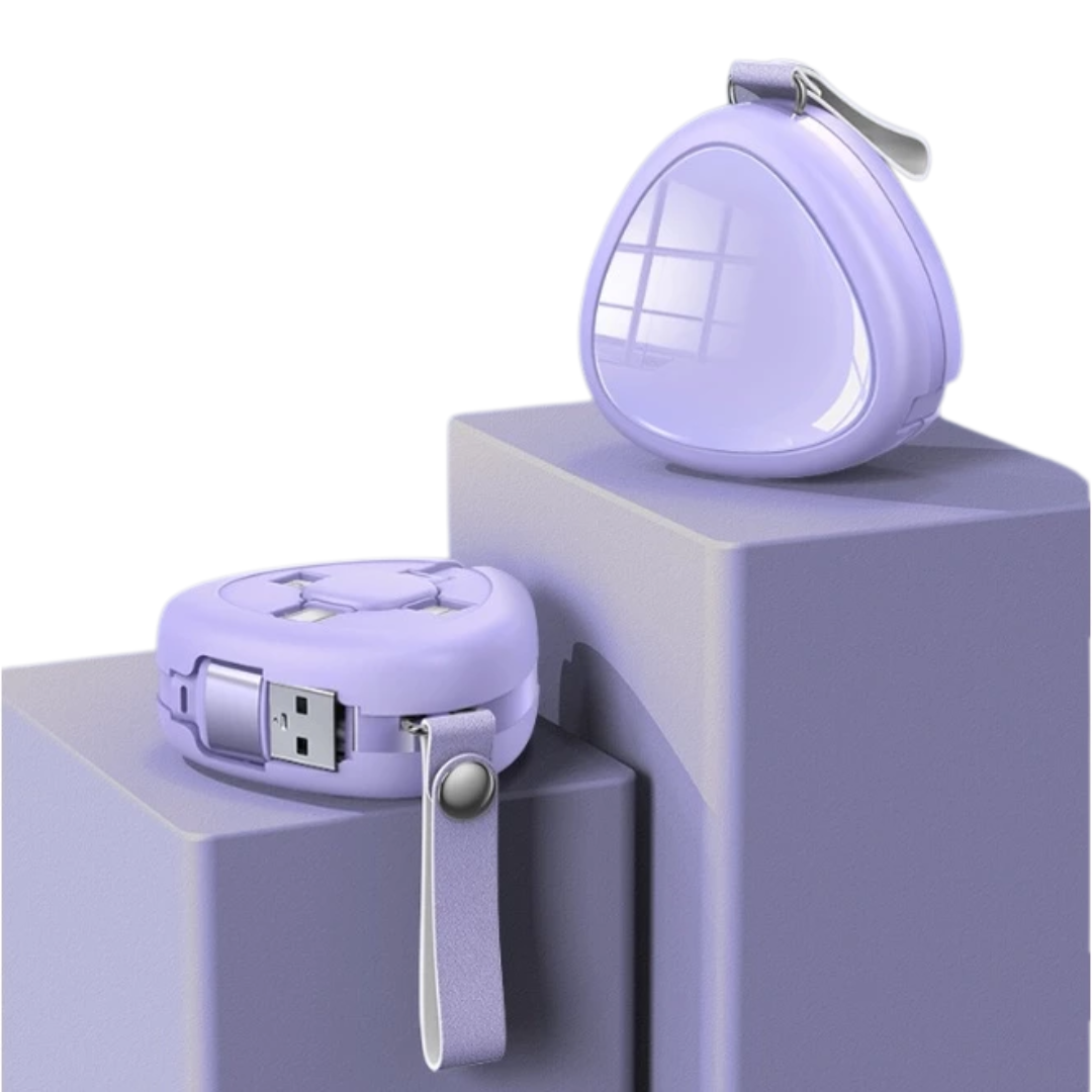 SMARTLINK 3-in-1 Retractable Fast Charging Cable – Compact & Tangle-Free (Purple)