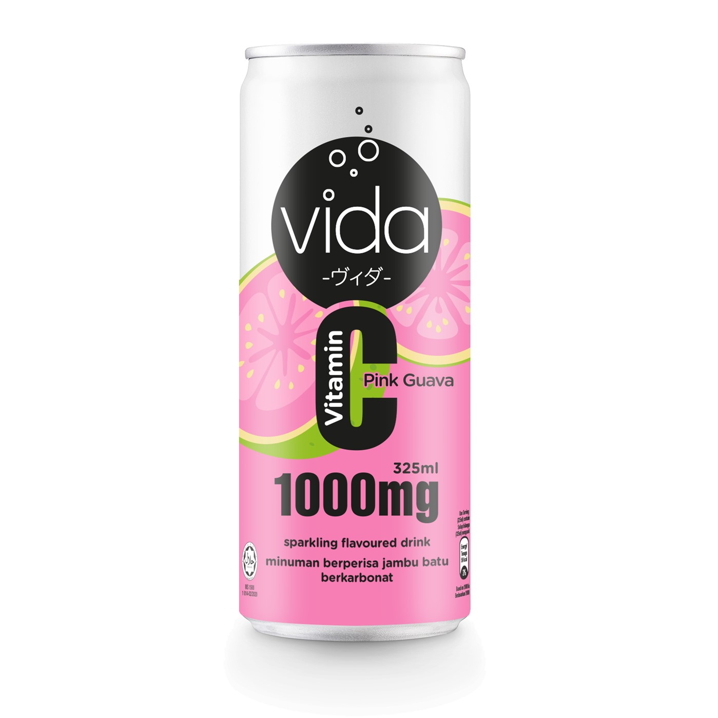 Vida Vitamin C Sparkling | 325ml | Pink Guava Flavor | Halal