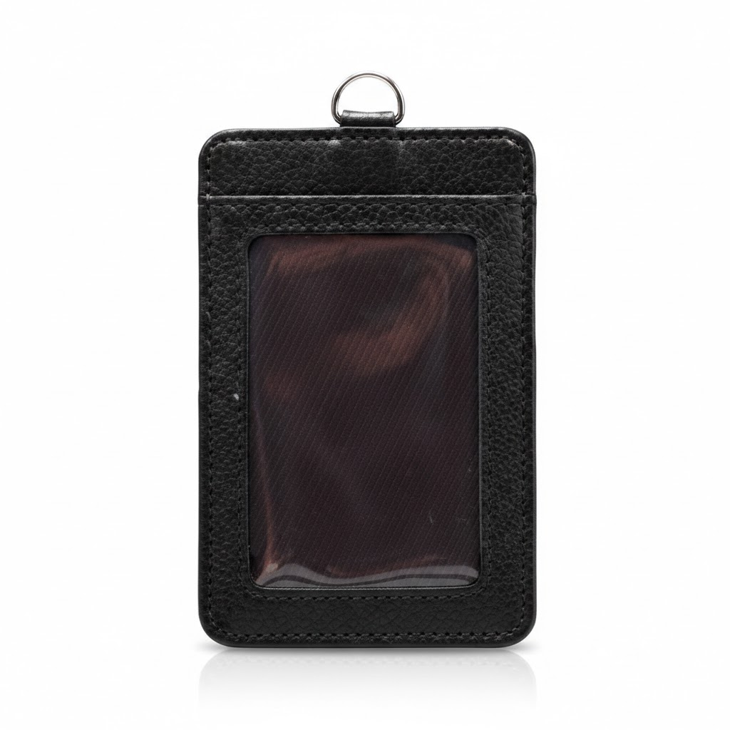 GEM Faux Leather Slim ID Tag Holder - Black