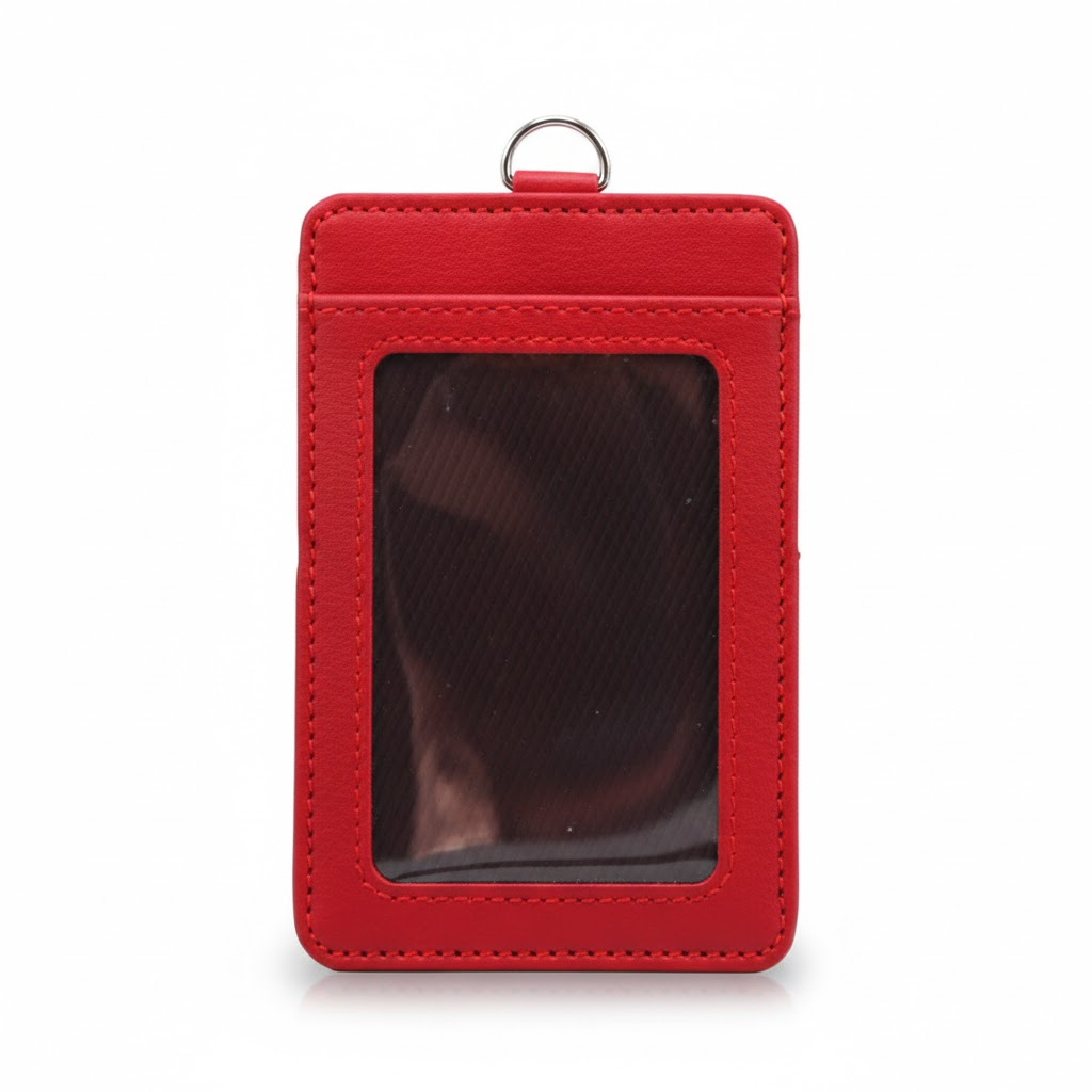 GEM Faux Leather Slim ID Tag Holder - Red