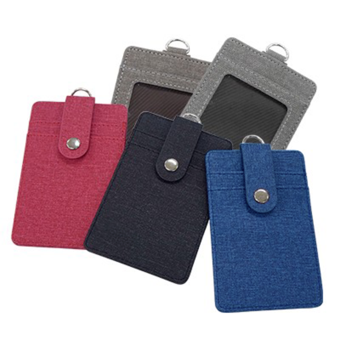 Korea Fabric ID Holder with Snap Closure - Black - Image 4