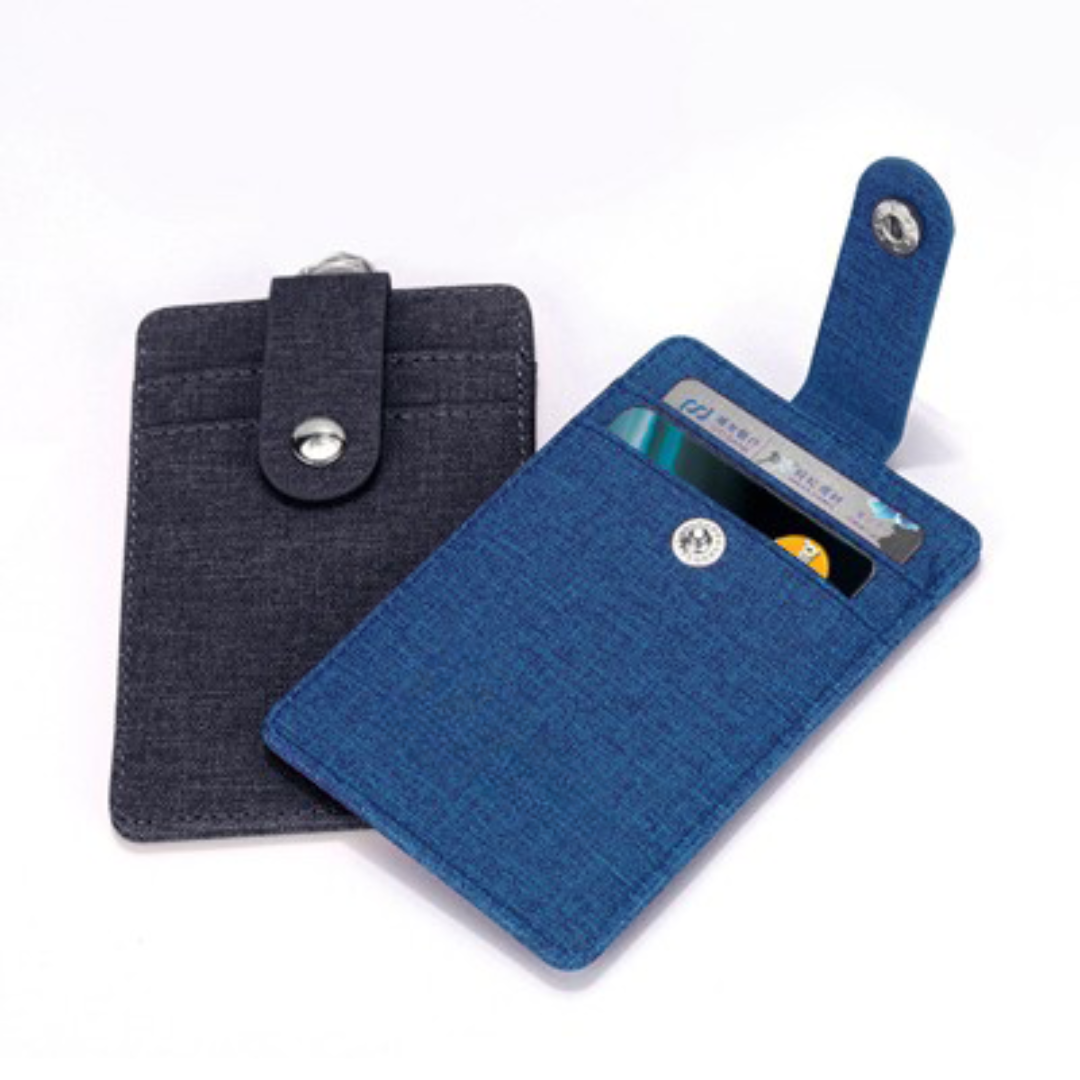 Korea Fabric ID Holder with Snap Closure - Black - Image 5
