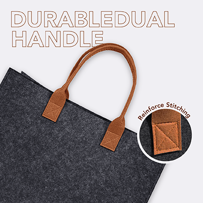URBAN Felt Tone Tote Bag (30×40× 13cm) - Dark Grey - Image 3