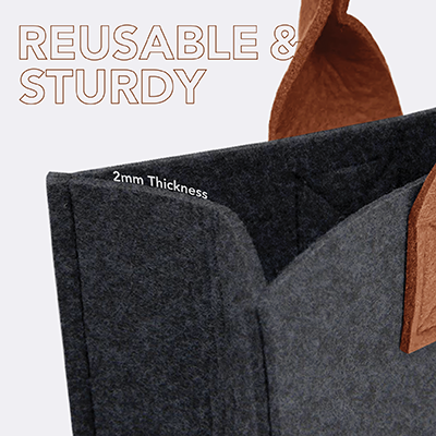 URBAN Felt Tone Tote Bag (30×40× 13cm) - Dark Grey - Image 4