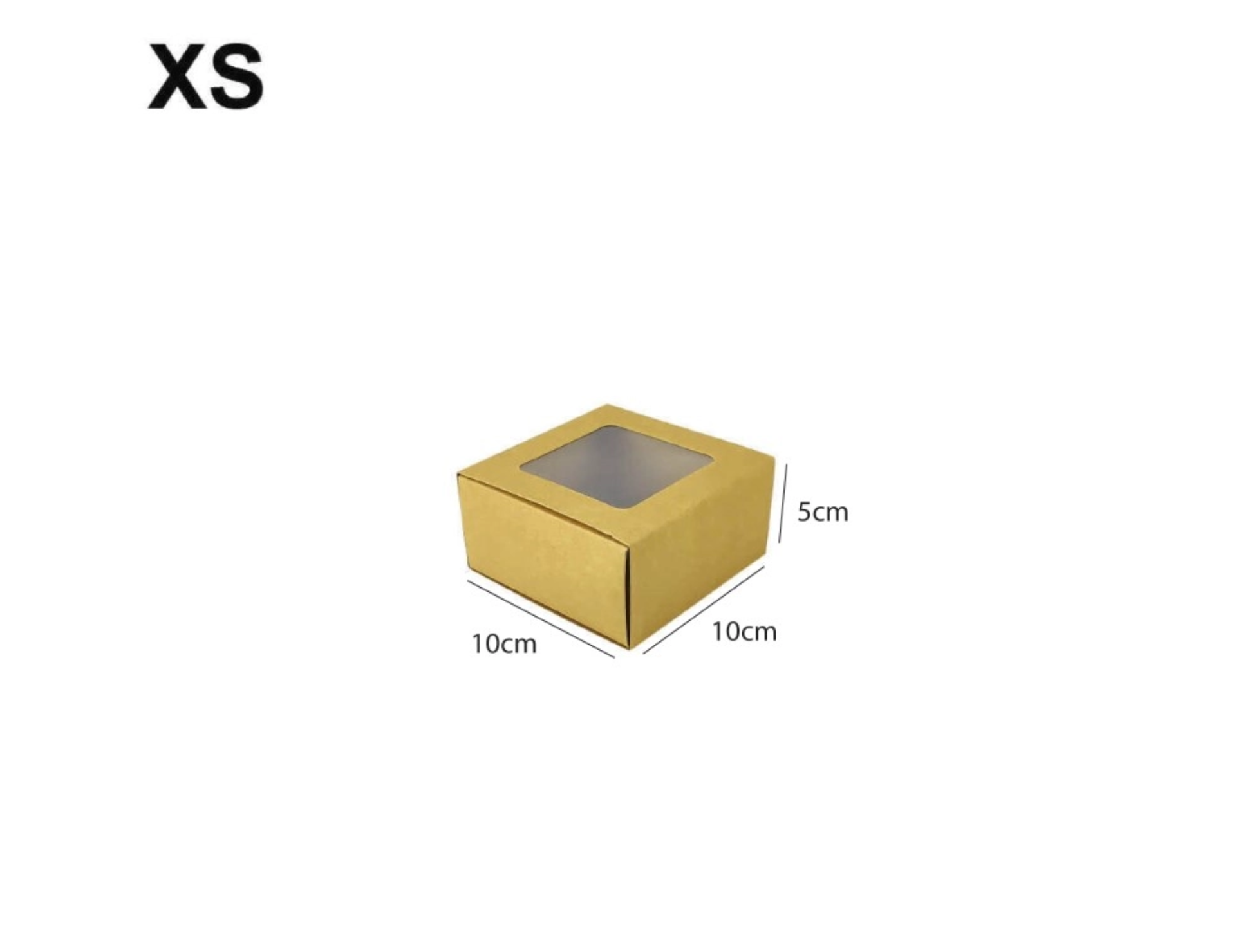 Sliding Kraft Brown Box with Clear Window - XS - (10cm x 10cm x 5cm)