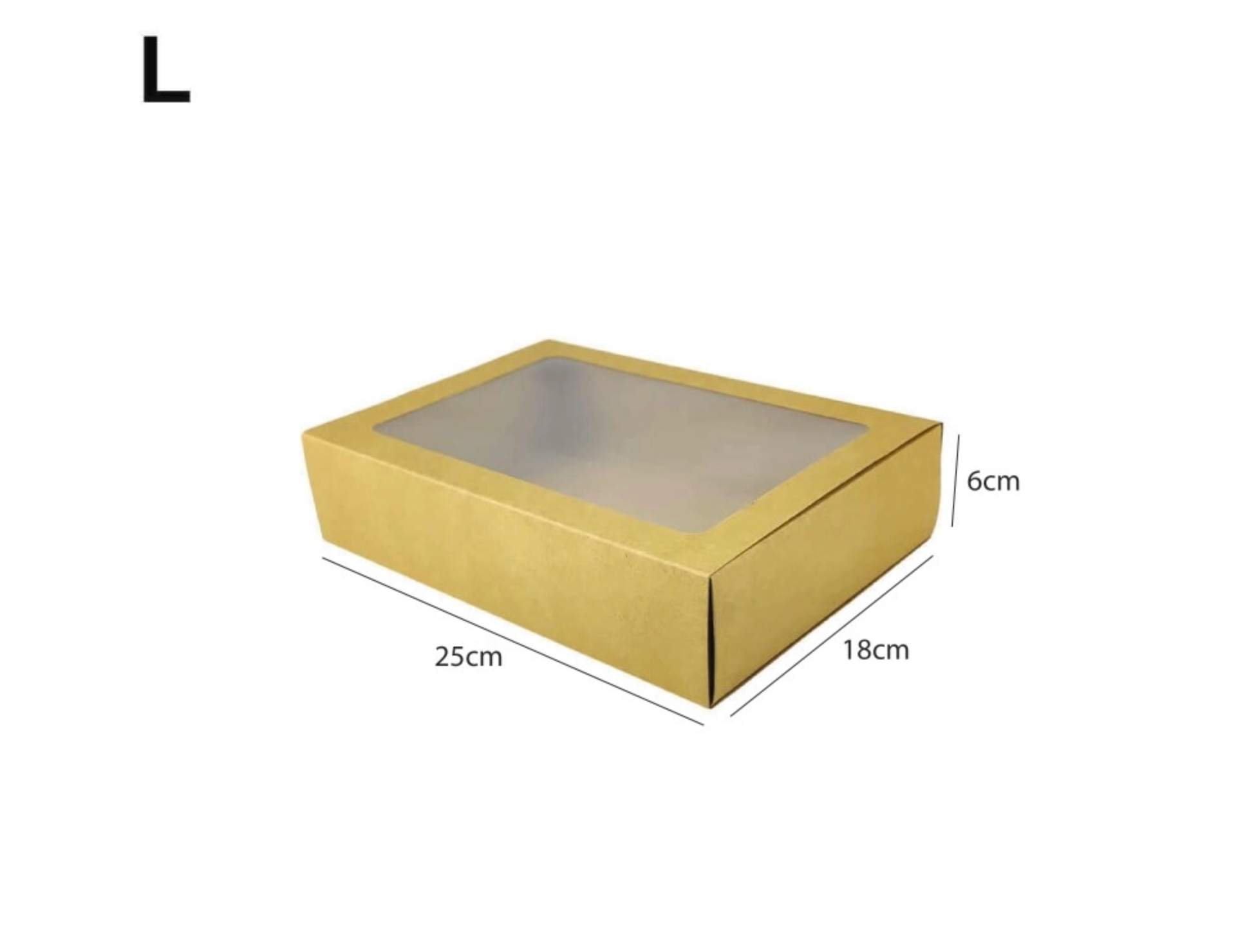 Sliding Kraft Brown Box with Clear Window - L - (25cm x 18cm x 6cm)