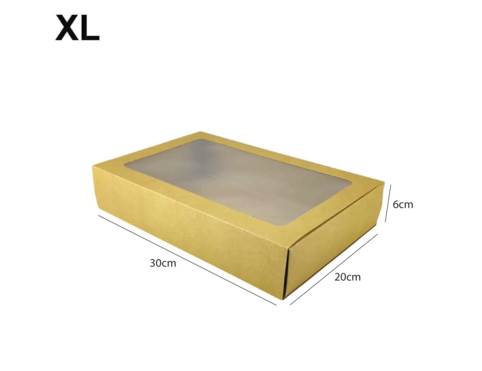 Sliding Kraft Brown Box with Clear Window - XL - (30cm x 20cm x 6cm)