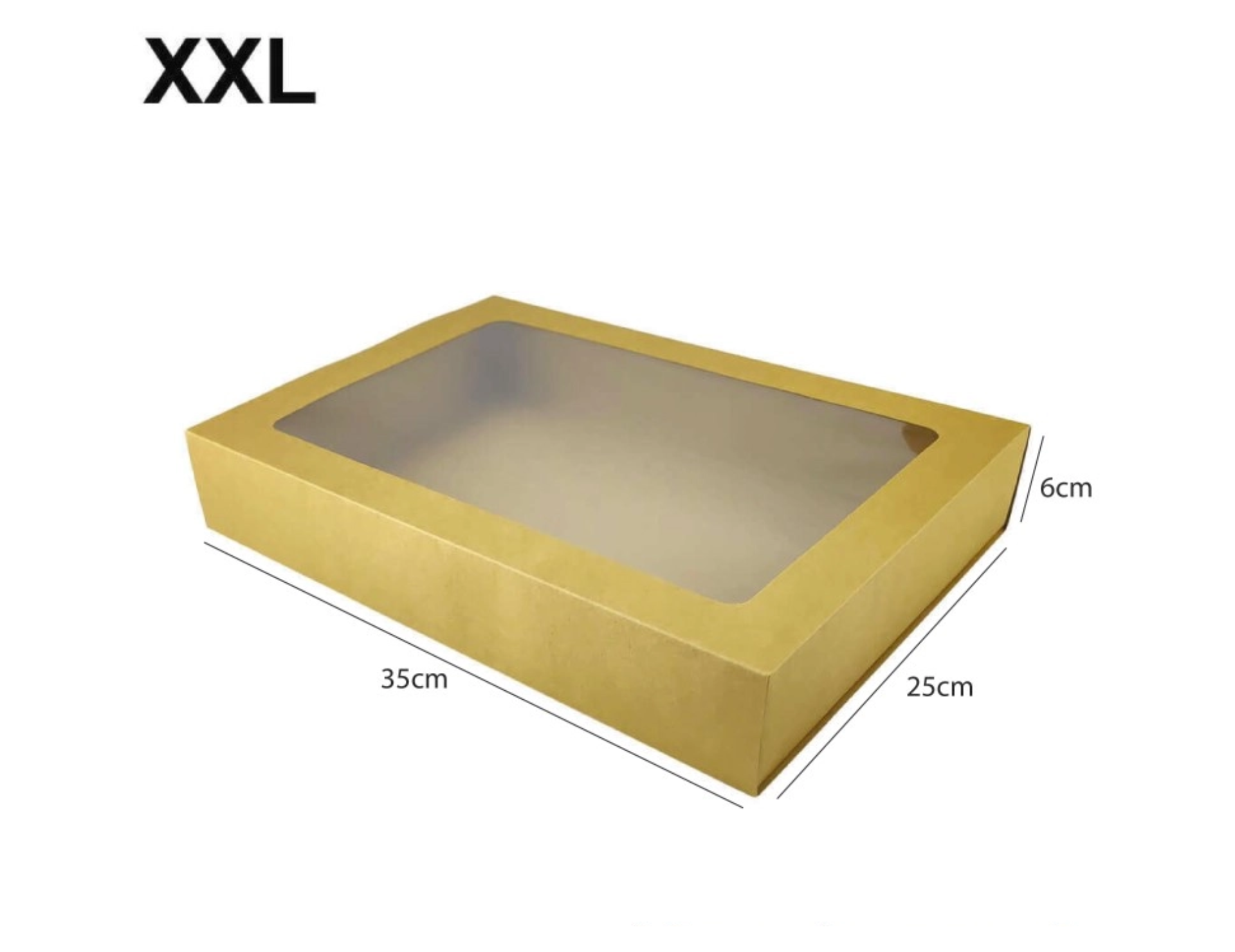 Sliding Kraft Brown Box with Clear Window - XXL - (35cm x 25cm x 6cm)