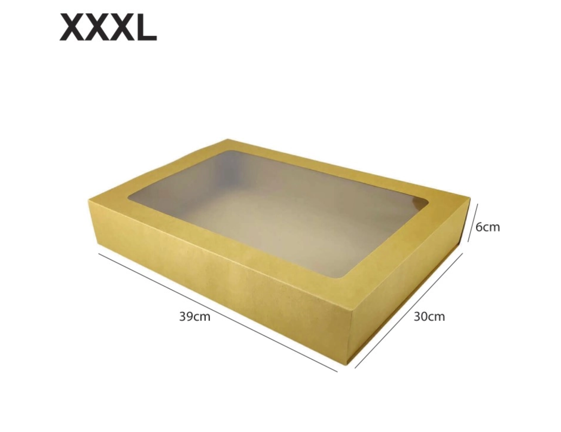 Sliding Kraft Brown Box with Clear Window - XXXL - (39cm x 30cm x 10cm)