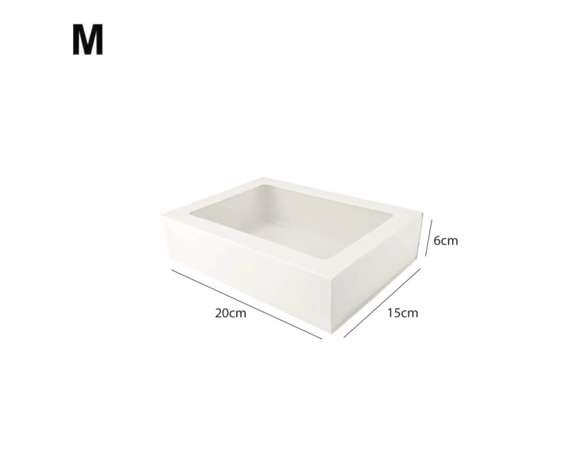 Sliding Kraft White Box with Clear Window - M - (20cm x 15cm x 6cm)