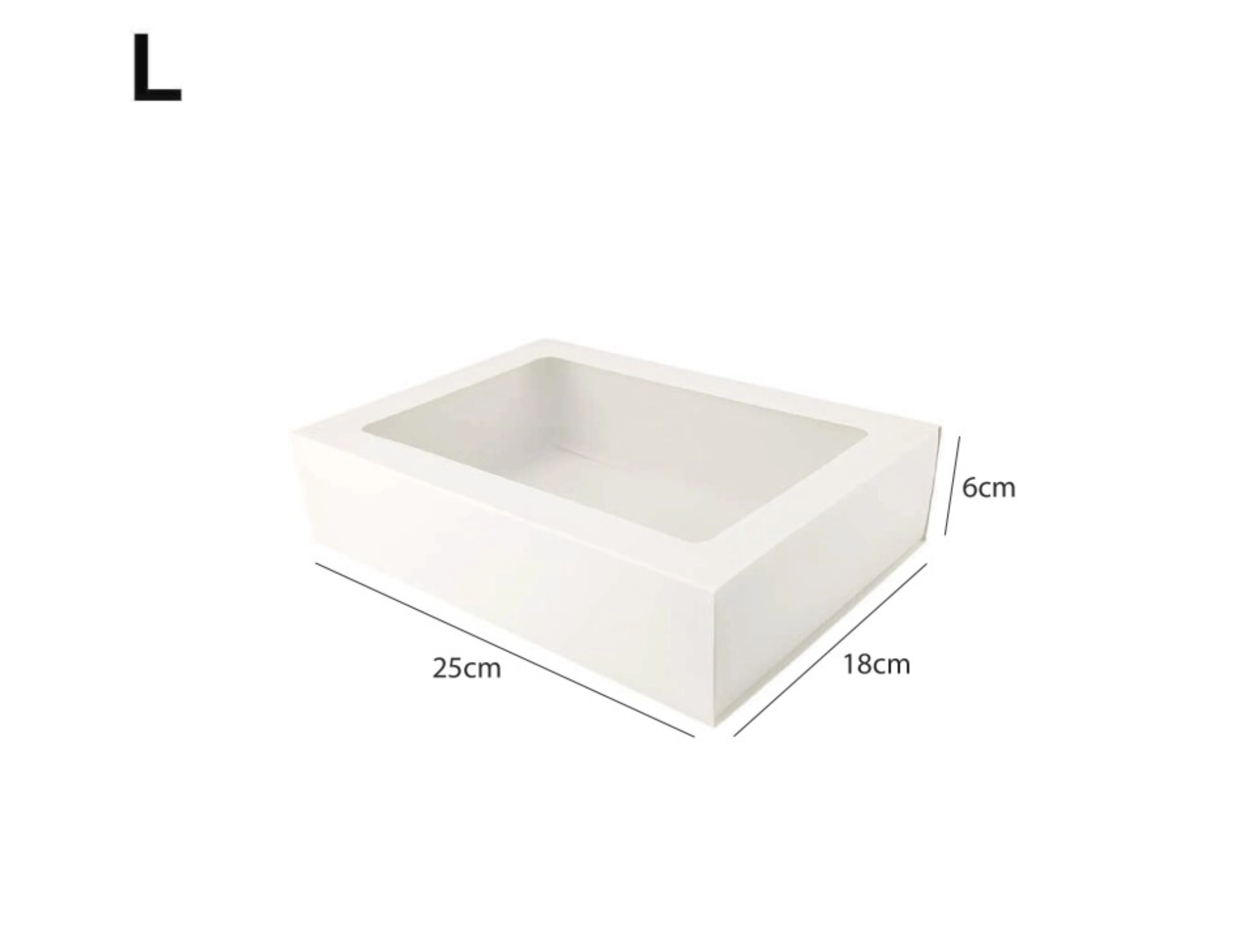 Sliding Kraft White Box with Clear Window - L - (25cm x 18cm x 6cm)