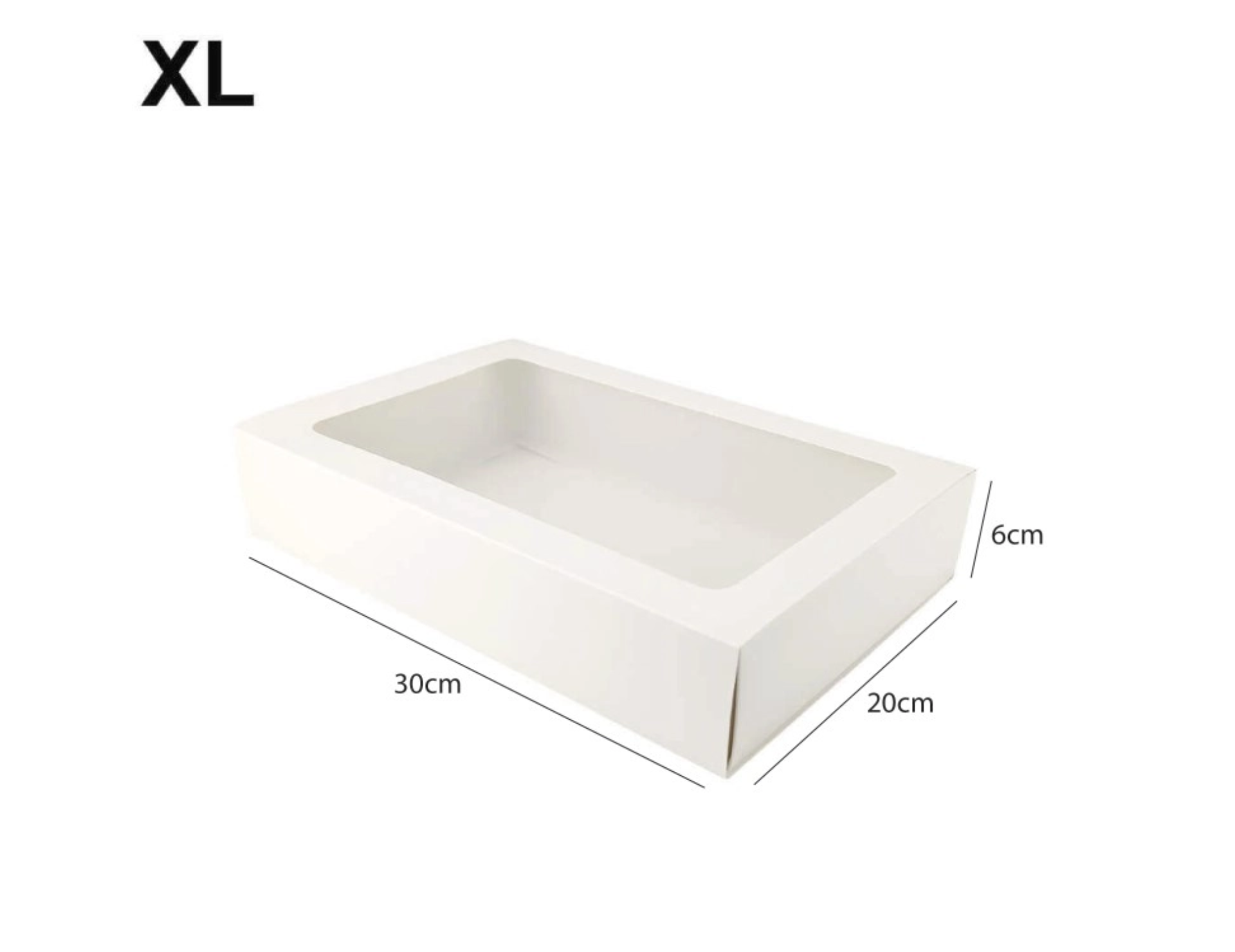 Sliding Kraft White Box with Clear Window - XL - (30cm x 20cm x 6cm)