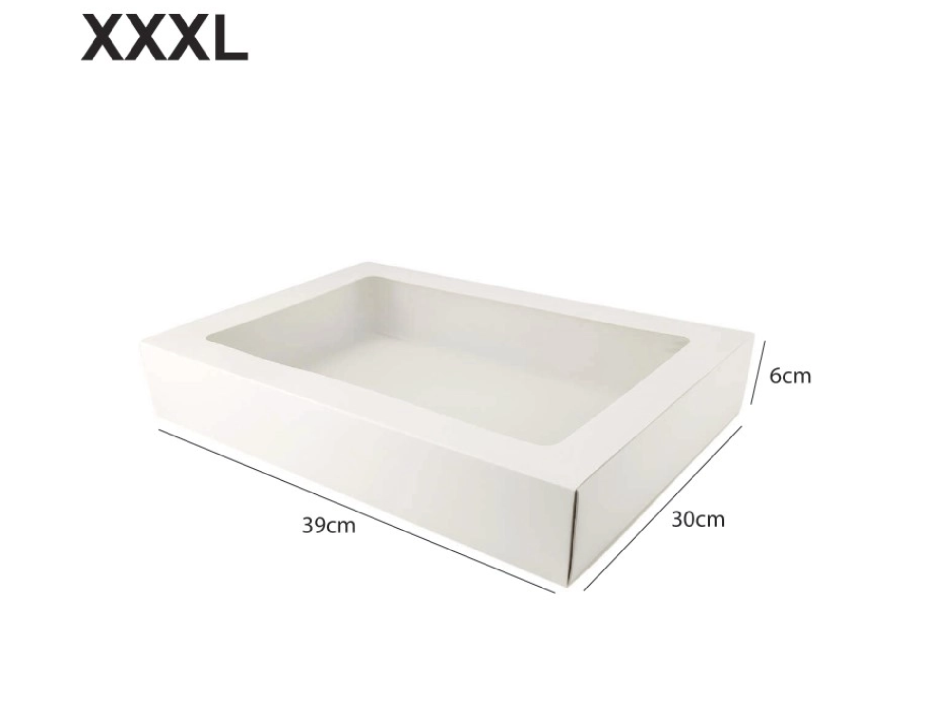 Sliding Kraft White Box with Clear Window - XXXL - (39cm x 30cm x 10cm)