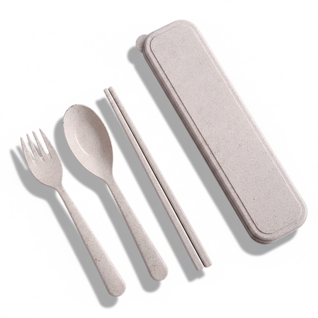 ECOBITE Trio Cutlery Set (Wheat Straw) - Beige