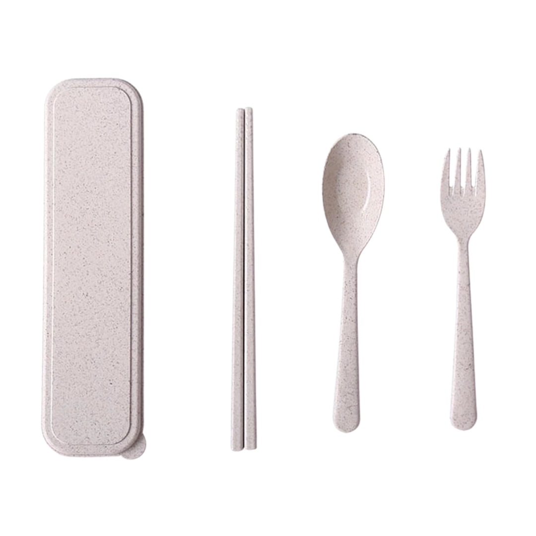 ECOBITE Trio Cutlery Set (Wheat Straw) - Beige - Image 2