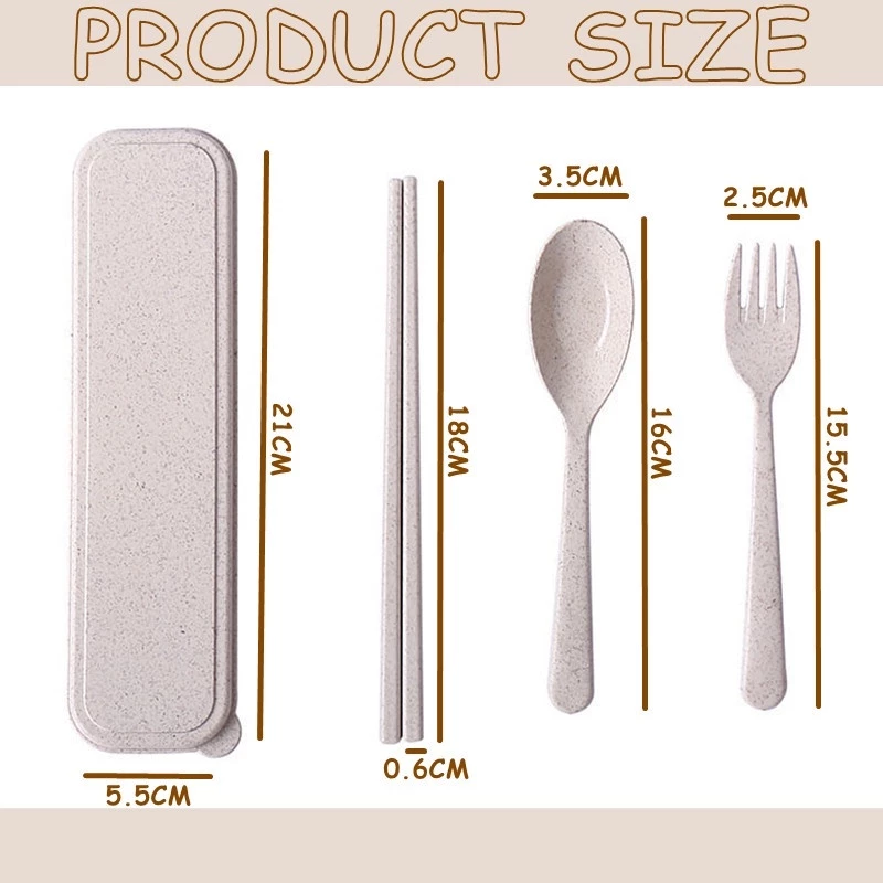 ECOBITE Trio Cutlery Set (Wheat Straw) - Beige - Image 3
