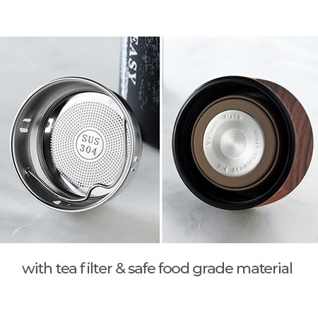 WOOD Premium Stainless Steel Thermos (500ml) - Black - Image 2