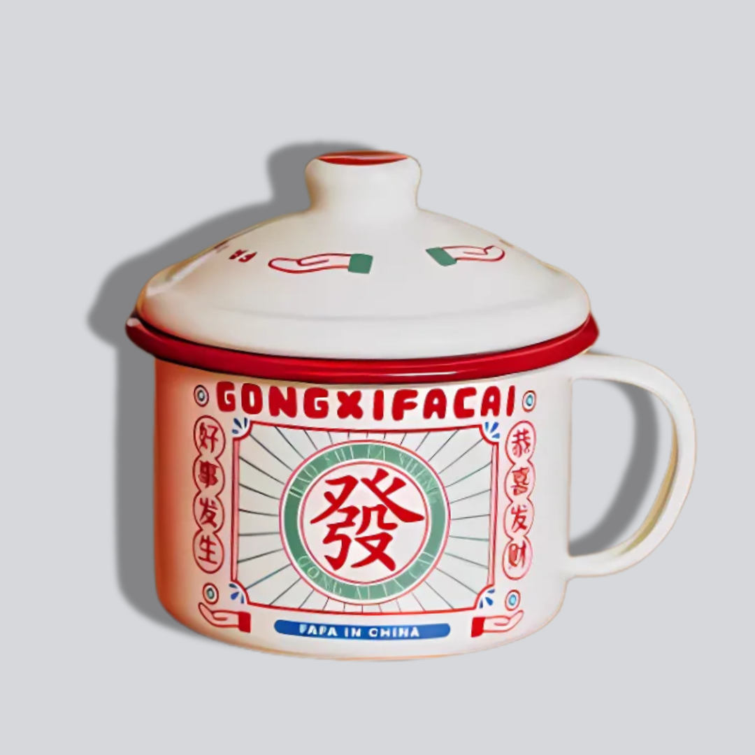 'Fortune' word vintage enamel mug - small