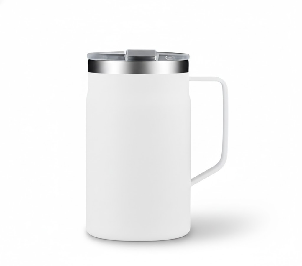 LOCK Stainless Steel Mug with Cover - 650ml White